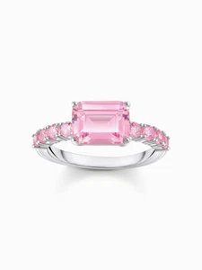 Thomas Sabo TR2451-051-9-54 Anello solitario in argento con pietre rosa da donna - Foto 1 di 3