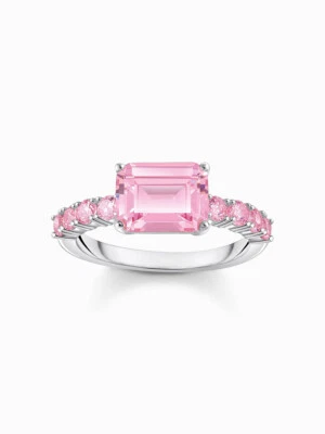 Thomas Sabo TR2451-051-9-54 Anello solitario in argento con pietre rosa da donna - Immagine 1 di 3