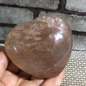 Natural red mirage multi inclusion Rainbow Crystal Heart palm stone 276g - Picture 1 of 11