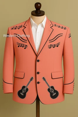 Traje de fiesta de boda occidental coral personalizado 2 piezas bordado floral a medida Foto 1 de 4