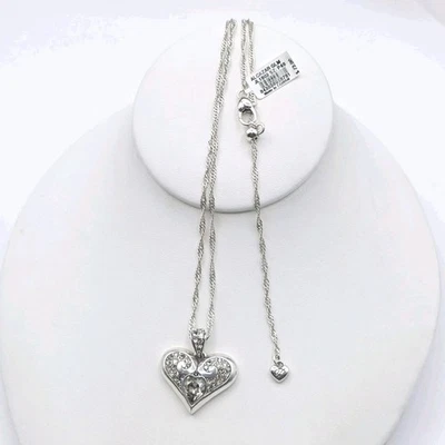 Brighton NWT "Alcazar Glam" Heart Necklace Silver Tone Crystal Pendant 18" RARE  - Image 1 of 4