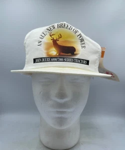 Vintage K Products John Deere Traktoren Mütze Trucker Satin weiß Kappe Made in USA NEU - Bild 1 von 9