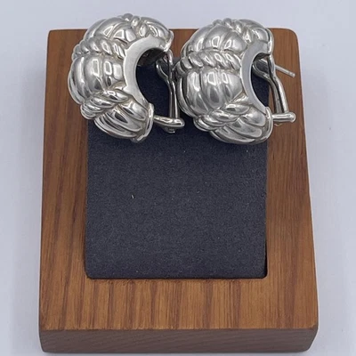 Pendientes Judith Ripka Vintage Plata de Ley 925 Gruesos J-Hoop Tailandia Foto 1 de 4