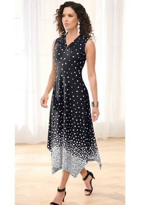 Size XL Midnight Velvet Black White Formal Wedding Church Raisa Knit Maxi Dress - Image 1 of 4