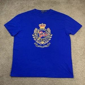 Polo Ralph Lauren Mens Large New York 1967 Crest Emblem Logo Blue Graphic Shirt - Picture 1 of 8