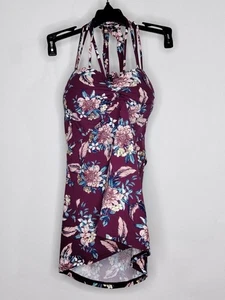 NWT Ambrielle Swim Tankini Burgundy 1 Piece Spaghetti Straps Backless With Bra - Picture 1 of 2
