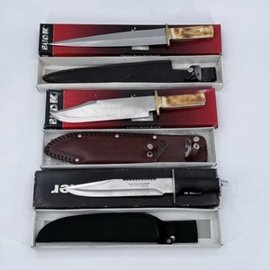 Lot Of 3 Bud K Classic Bone Bowie Knife Pig Sticker Toothpick NOS / MIB - Picture 1 of 11