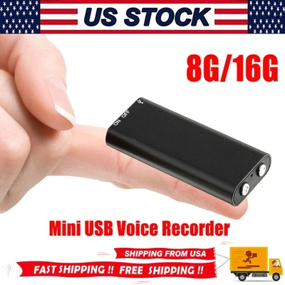 Mini Spy Audio Recorder Voice Activated Office Listening Device 96 Hours 8 16 GB - Image 1 of 4