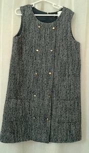 BROOKS BROTHERS GIRLS Blue Tweed Classic Wool Blend Sleeveless Dress sz 10 NWT - Picture 1 of 5