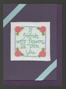Handmade Card Cross Stitched Friendship Card - Picture 1 of 1