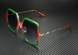 GUCCI GG0106S 007 Rectangular Square Green Grey Gradient Women's Sunglasses 56 m