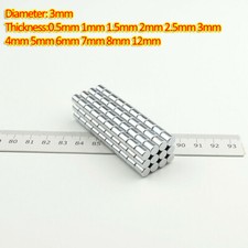 3mm Durchmesser x 0,5 1 2 3 4 5 6 8 12 mm dünner Magnet stark Basteln