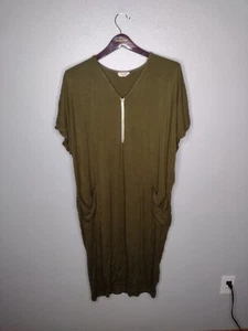 Dwell + Slumber Women's Lounge House Dress One Size Green Pockets A5 - Picture 1 of 5