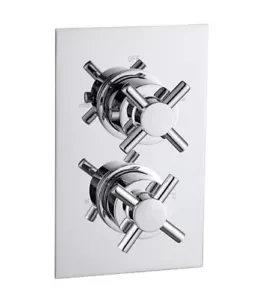 Abacus Emotion Cross Handle Thermo Shower Mixer (2 Outlet) In Chrome - Picture 1 of 5