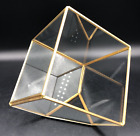 5” X 5” X 5” Brass and Glass Angled Cube Terrarium Perfect for Indoor Succulents