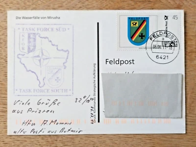 Rare: German Fieldpost 2011 from KFOR troops Prizren Kosovo - Feldpost Stamp - Image 1 of 2
