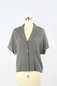 Aritzia WILFRED FREE Shawna Taupe Grey Crepe Button-Up Shirt Blouse, Size S - Picture 1 of 12