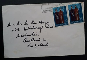 1971 Liechtenstein Cover ties 2 stamps to Auckland w Mail Delivery Cachet - Picture 1 of 2