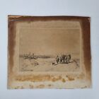 After George Morland Antique Etching Farmer With Horses, Sheep Dated 1805