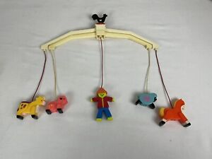 Vintage Fisher Price Baby Mobile Farm Themed Horse Pig Sheep Cow Scarecrow