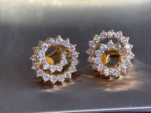 PAJ GOLD OVER STERLING SILVER CZ STONE SWIRL HUGGIE EARRINGS ~ 9.8 grams - Picture 1 of 13
