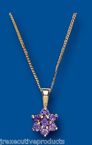 Oro Amarillo Amatista Colgante Racimo 45.7cm Cadena Hallmark Real Piedra Ru Made - Imagen 1 de 2