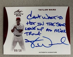 2015 LEAF TRINITY RED #ATW1 TAYLOR WARD AUTOGRAFO #’D 6/10 - Foto 1 di 2