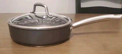 Sartén Anolon 10 pulgadas gris oscuro con tapa 3 cuartos QQ23T usada tiene desgaste Foto 1 de 4