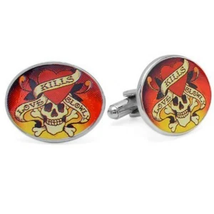 Men's Ed Hardy Love Kills Slowly Cufflinks - Picture 1 of 1