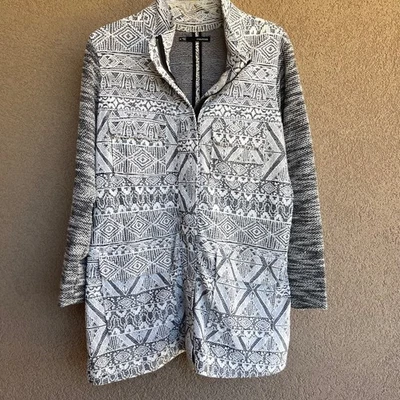 Chaqueta Maurices Mujer M Negra Blanca Geométrica Cremallera Completa Cordón Cintura Camisa Foto 1 de 4