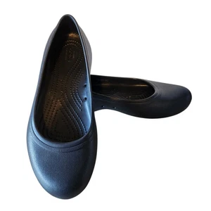 Crocs Iconic Comfort Black Mary Jane Slides Flats Slip-on Waterproof Womens Sz 8 - Picture 1 of 8