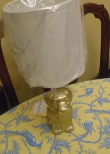 GOLD RESIN DOG TABLE LAMP WITH SHADE - NEW WITH TAGS - Picture 1 of 9