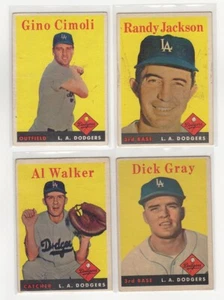 1958 Topps 4-Card Dodgers Lot w Cimoli Walker Jackson VINTAGE STAR G-EX LOL1 - Picture 1 of 2