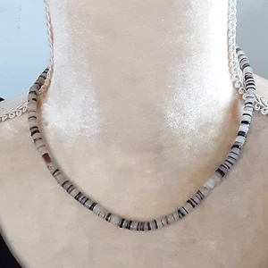 Gris Crema Natural Concha Cuentas 14" Collar Cierre Barril Playa Océano - Imagen 1 de 2