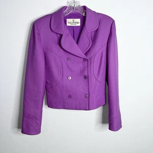 Valentino Blazer Women 10 Vintage Wool Purple Jacket Coat Boutique B29 - Picture 1 of 11