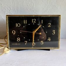 60s MCM Vintage General Electric Alarm Clock 7276A Gold & Black Tested Works. TZ