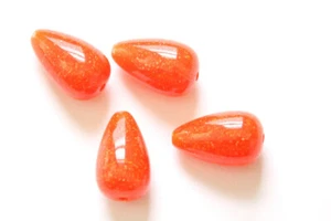 Vintage Dark Orange with Speckles Chubby Teardrop Acrylic Beads (4) bds1002D - Picture 1 of 2
