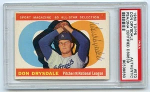 DON DRYSDALE Signed 1960 Topps All-Star High #570 Dodgers HOF PSA/DNA Encapsulat - Picture 1 of 1
