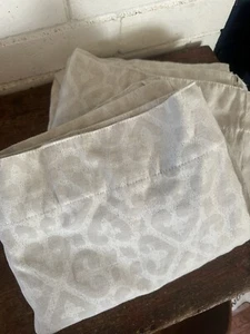 2 Ralph Lauren Window Curtain Panels Blackout 50x82 Neutral Damask Beige PAIR - Picture 1 of 8