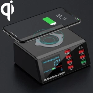 Estación de Carga 6 puertos USB + Puertos PD 65W + Cargador Inalámbrico Multifun - Picture 1 of 11