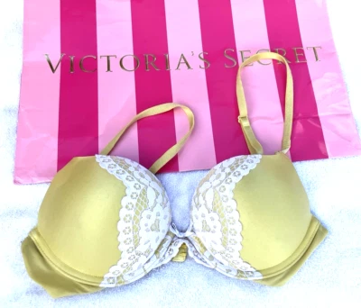 Sujetador Victoria Secret Miraculous Plunge Bombshell Push Up Amarillo 36A Foto 1 de 4