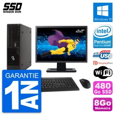 PC Fujitsu E910 Dt Pantalla 22" Intel G630 RAM 8Go SSD 480Go Windows 10 Wifi - Imagen 1 de 4