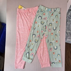 Lot of 2 Eddie Bauer Pajama PJ Pants Girls Size Small 7/8 Rainbow Camp NEW & EUC - Picture 1 of 9