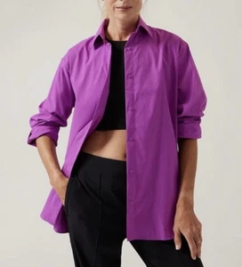 Top de popelina de gran tamaño ATHLETA Plus 1X | Camisa púrpura jazzí #882549 NUEVO - Imagen 1 de 10