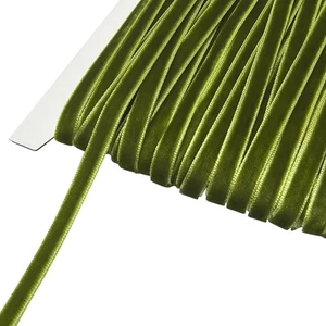 25 Yards 1/4" Velvet Ribbon Lots Bulk Olive 1/4"6mm - Picture 1 of 4