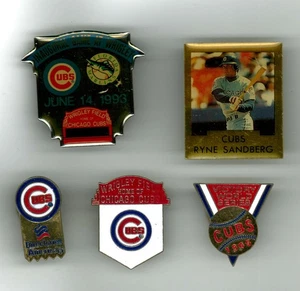 5 MLB baseball pins - Chicago Cubs - Ryne Sandberg - Wrigley Field - pin lot - Picture 1 of 1