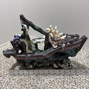 aquarium shipwreck 15” Long 11” Tall 4.5” Wide Resin Coral W916 - Picture 1 of 15