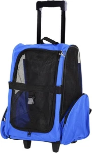 PawHut Trasportino Zaino 2 in 1 per Cani e Gatti con Tasche Laterali, Blu - Foto 1 di 9