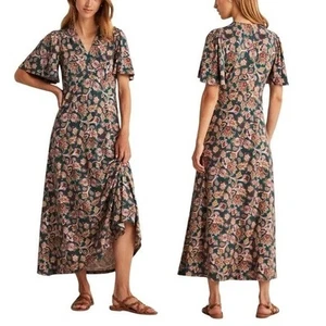 Boden Damen Jersey Maxi Paisley V-Ausschnitt Tee Kleid in Grün Gr. XL Bohemian - Bild 1 von 8