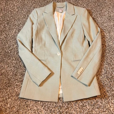 Chaqueta Blazer H&M Mujer XS Verde Salvia Botón Frontal Carrera Negocios Informal Foto 1 de 4